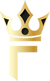 A gold crown with the letter f in front of it.